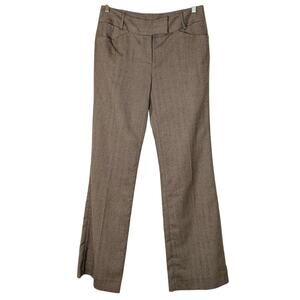 Calvin Klein Women Wool Herringbone Tweed Brown Trouser Pants Size 4 Acadamia